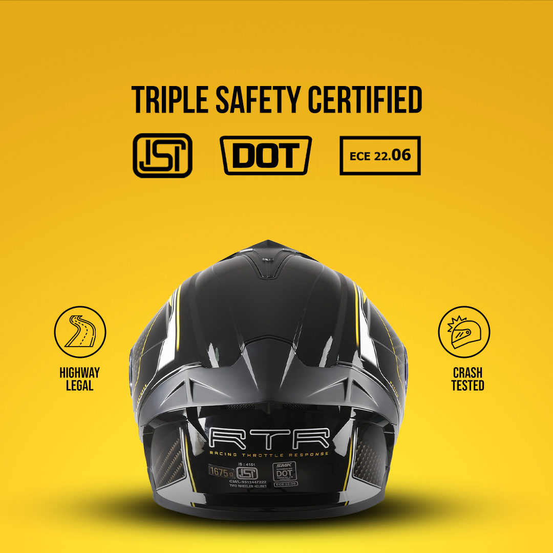 TVS Racing Hurricane Helmet Full-Face, Aerodynamic Design